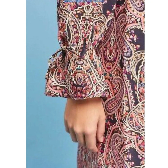 Maeve Anthropologie Milou Leopard Paisley Print Smocked Babydoll Dress - Picture 10 of 13